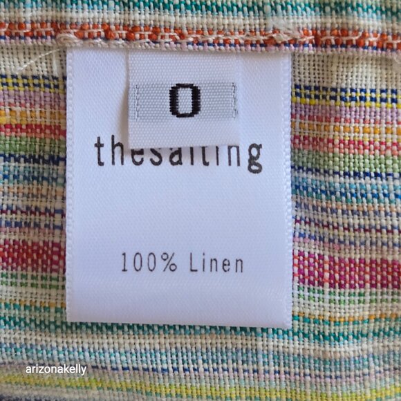 NWOT The Salting Linen Hoodie Tunic Coverup 0 Colorful Stripe - Picture 3 of 11